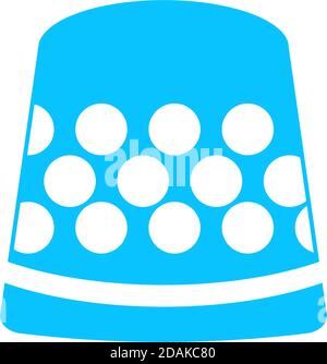 Thimble icon flat. Blue pictogram on white background. Vector illustration symbol Stock Vector