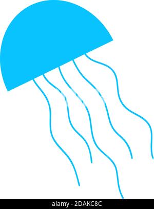 Jellyfish icon flat. Blue pictogram on white background. Vector illustration symbol Stock Vector
