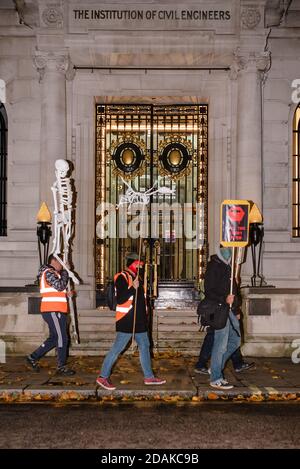 London, United Kingdom - October 31, 2020: Animal Rebellion march from DEFRA to Buckingham Palace to demand an end to animal hunting Stock Photo