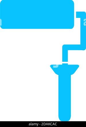 Paint roller icon flat. Blue pictogram on white background. Vector illustration symbol Stock Vector