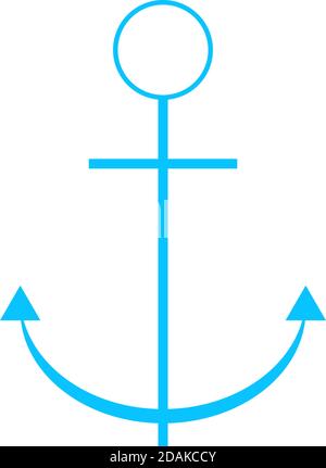 Anchor icon flat. Blue pictogram on white background. Vector illustration symbol Stock Vector