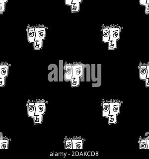 Funny sketchy style man black and white caricature drawing Stock Photo ...