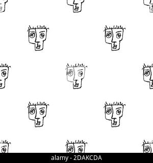 Funny sketchy style man black and white caricature drawing Stock Photo ...