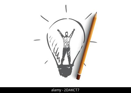 Learn more, information, knowledge, success, study concept. Hand drawn isolated vector. Stock Vector