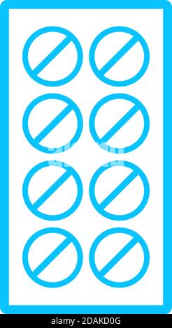 Pills icon flat. Blue pictogram on white background. Vector illustration symbol Stock Vector