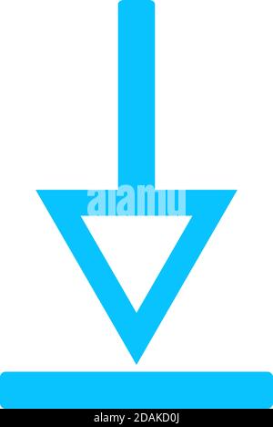 Down arrow icon flat. Blue pictogram on white background. Vector illustration symbol Stock Vector