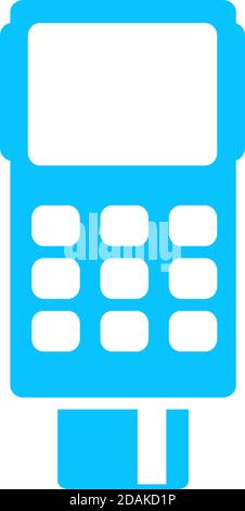 Credit card terminal icon flat. Blue pictogram on white background. Vector illustration symbol Stock Vector