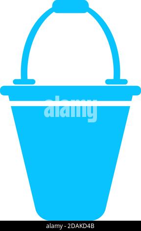 Bucket icon flat. Blue pictogram on white background. Vector illustration symbol Stock Vector