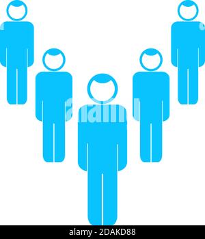 Society of people icon flat. Blue pictogram on white background. Vector illustration symbol Stock Vector