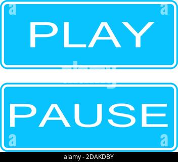 Play and pause button icon flat. Blue pictogram on white background. Vector illustration symbol Stock Vector