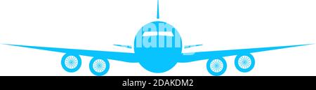 Aircraft or Airplane icon flat. Blue pictogram on white background. Vector illustration symbol Stock Vector