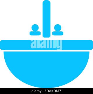 Washbasin icon flat. Blue pictogram on white background. Vector illustration symbol Stock Vector