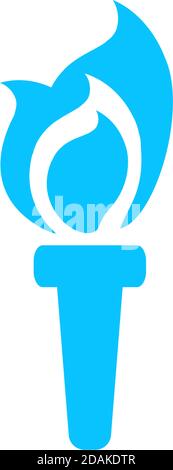 Torch icon flat. Blue pictogram on white background. Vector illustration symbol Stock Vector