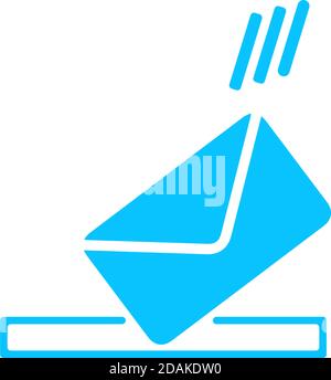 Mailbox icon flat. Blue pictogram on white background. Vector illustration symbol Stock Vector