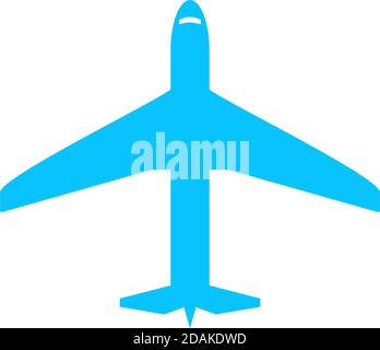Airplane icon flat. Blue pictogram on white background. Vector illustration symbol Stock Vector