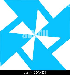 Paper windmill icon flat. Blue pictogram on white background. Vector illustration symbol Stock Vector