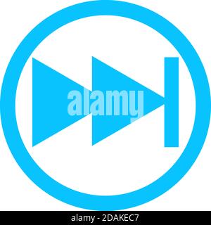 Fast forward double right arrows icon flat. Blue pictogram on white background. Vector illustration symbol Stock Vector