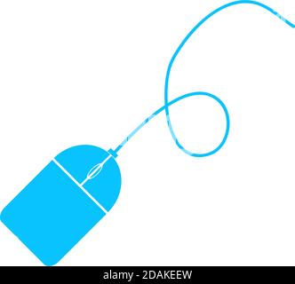 Computer mouse icon flat. Blue pictogram on white background. Vector illustration symbol Stock Vector