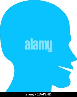 Man's face shape icon flat. Blue pictogram on white background. Vector illustration symbol Stock Vector