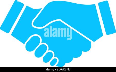 Business handshake, contract agreement icon flat. Blue pictogram on white background. Vector illustration symbol Stock Vector
