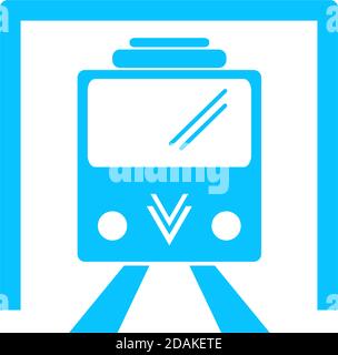 Metro icon flat. Blue pictogram on white background. Vector illustration symbol Stock Vector