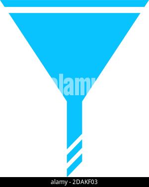 Funnel icon flat. Blue pictogram on white background. Vector illustration symbol Stock Vector