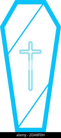 Coffin icon flat. Blue pictogram on white background. Vector illustration symbol Stock Vector