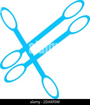 Cotton swabs icon flat. Blue pictogram on white background. Vector illustration symbol Stock Vector