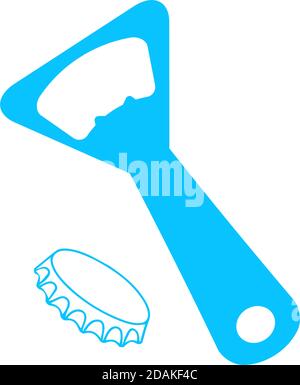 Opener for beer icon flat. Blue pictogram on white background. Vector illustration symbol Stock Vector