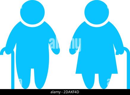 Elder People icon flat. Blue pictogram on white background. Vector illustration symbol Stock Vector