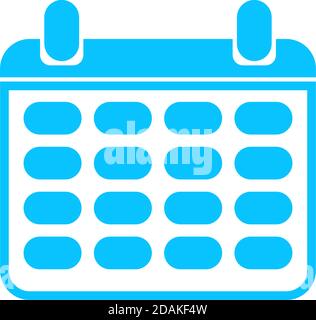 Calendar icon flat. Blue pictogram on white background. Vector illustration symbol Stock Vector