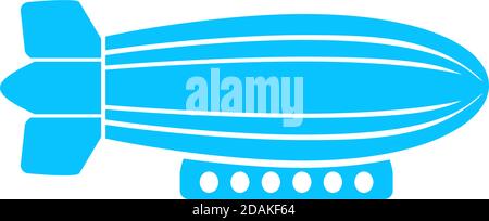 Airship zeppelin icon flat. Blue pictogram on white background. Vector illustration symbol Stock Vector