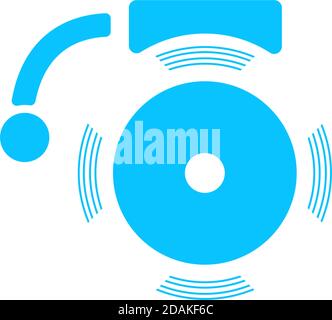 Alarm bell icon flat. Blue pictogram on white background. Vector illustration symbol Stock Vector