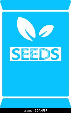 Seed sack icon flat. Blue pictogram on white background. Vector illustration symbol Stock Vector