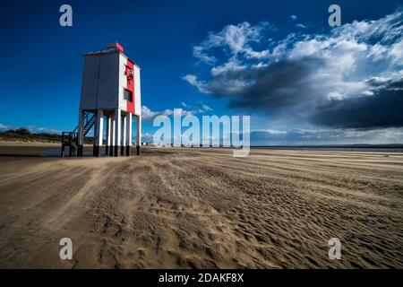 Burnham-on-Sea Low Lighthouse at low tide in Somerset Stock Photo