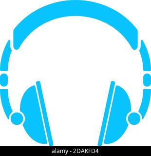 Headphone icon flat. Blue pictogram on white background. Vector illustration symbol Stock Vector