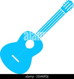 Acoustic guitar icon flat. Blue pictogram on white background. Vector illustration symbol Stock Vector