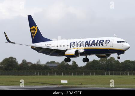 A Ryanair Boeing 737 lands at Dublin Airport on 12th October 2016 ...