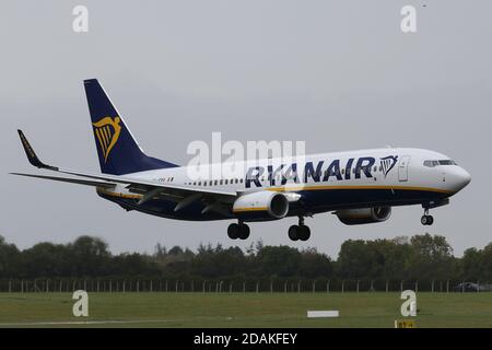 A Ryanair Boeing 737 lands at Dublin Airport on 12th October 2016 ...