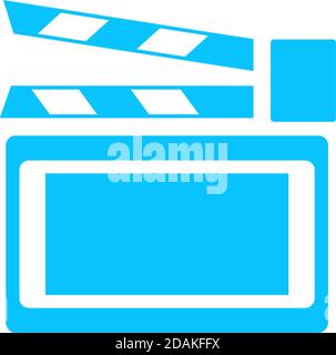 Clapboard icon flat. Blue pictogram on white background. Vector illustration symbol Stock Vector