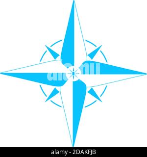 Compass, windrose icon flat. Blue pictogram on white background. Vector illustration symbol Stock Vector