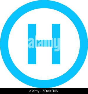 Helicopter landing icon flat. Blue pictogram on white background. Vector illustration symbol Stock Vector