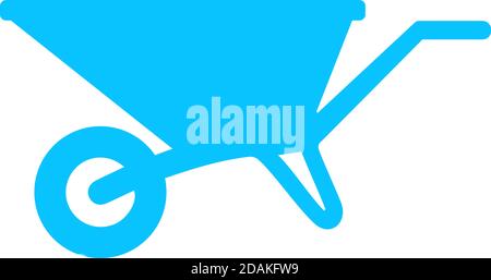 Wheelbarrow cart icon flat. Blue pictogram on white background. Vector illustration symbol Stock Vector