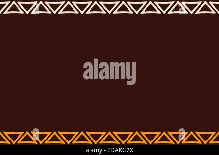 Seamless horizontal border pattern with hand drawn triangles. Brush strokes. Geometric shapes ornament. Ethnic texture. Space for text. Vector color. Stock Vector