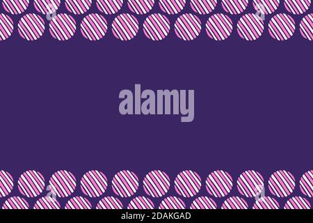 Seamless horizontal border pattern with hand drawn striped circles. Brush strokes. Geometric shapes ornament. Ethnic texture. Space for text. Vector. Stock Vector