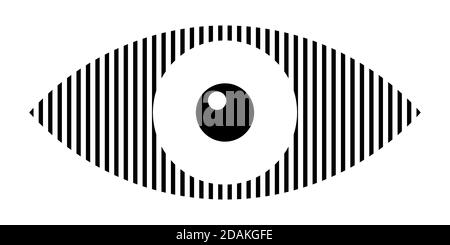 Eye icon, human eye symbol, isolated on white background. Logo template. Flat design style. Vector monochrome illustration. Stock Vector