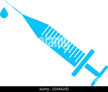 Syringe and drop icon flat. Blue pictogram on white background. Vector illustration symbol Stock Vector