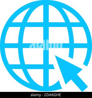 Globe web icon flat. Blue pictogram on white background. Vector illustration symbol Stock Vector