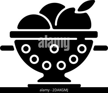 Colander black glyph icon Stock Vector
