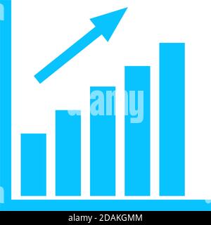 Graph chart icon flat. Blue pictogram on white background. Vector illustration symbol Stock Vector